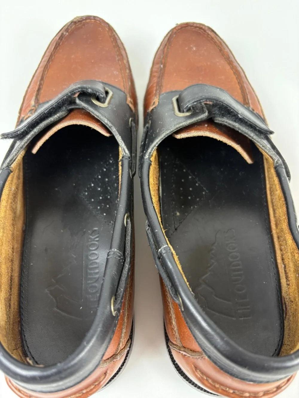 Life Outdoors Men's Two-Tone Brown and Black Leather Boat/Loafers 11.5AA